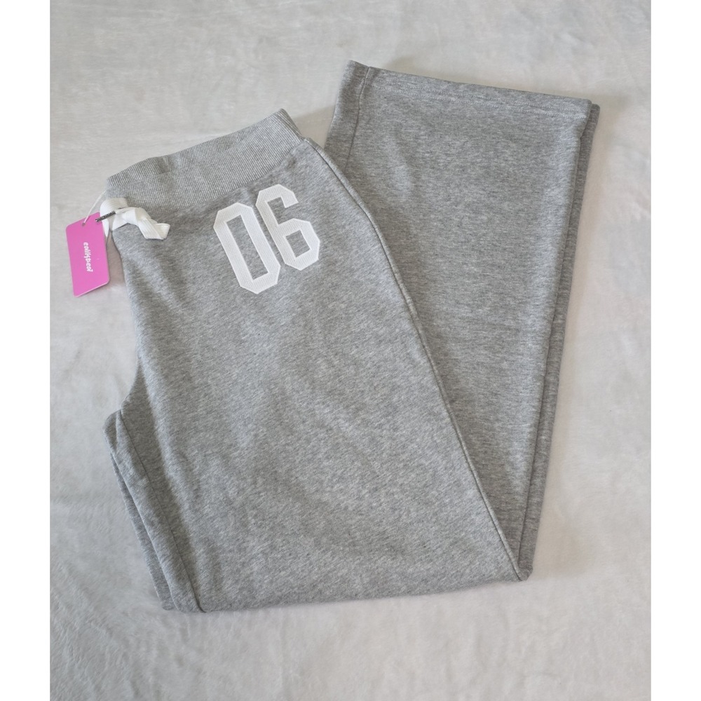 Edikted Womens Large Gray 06 Wide Leg Drawstring Sweatpants Y2K NWT $60